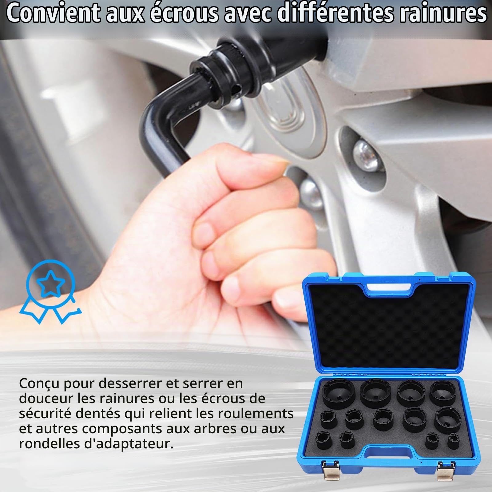 Jeu De 13 Clés à Écrous Fendus 1/2", Filetage Intérieur 18-80 mm Longueur 60 mm Compatible Avec Les Contre Écrous KM, KML, HM, HML, HMLL (Din 981) Et Les Écrous Ronds Outil Pour Roulements Et Arbres