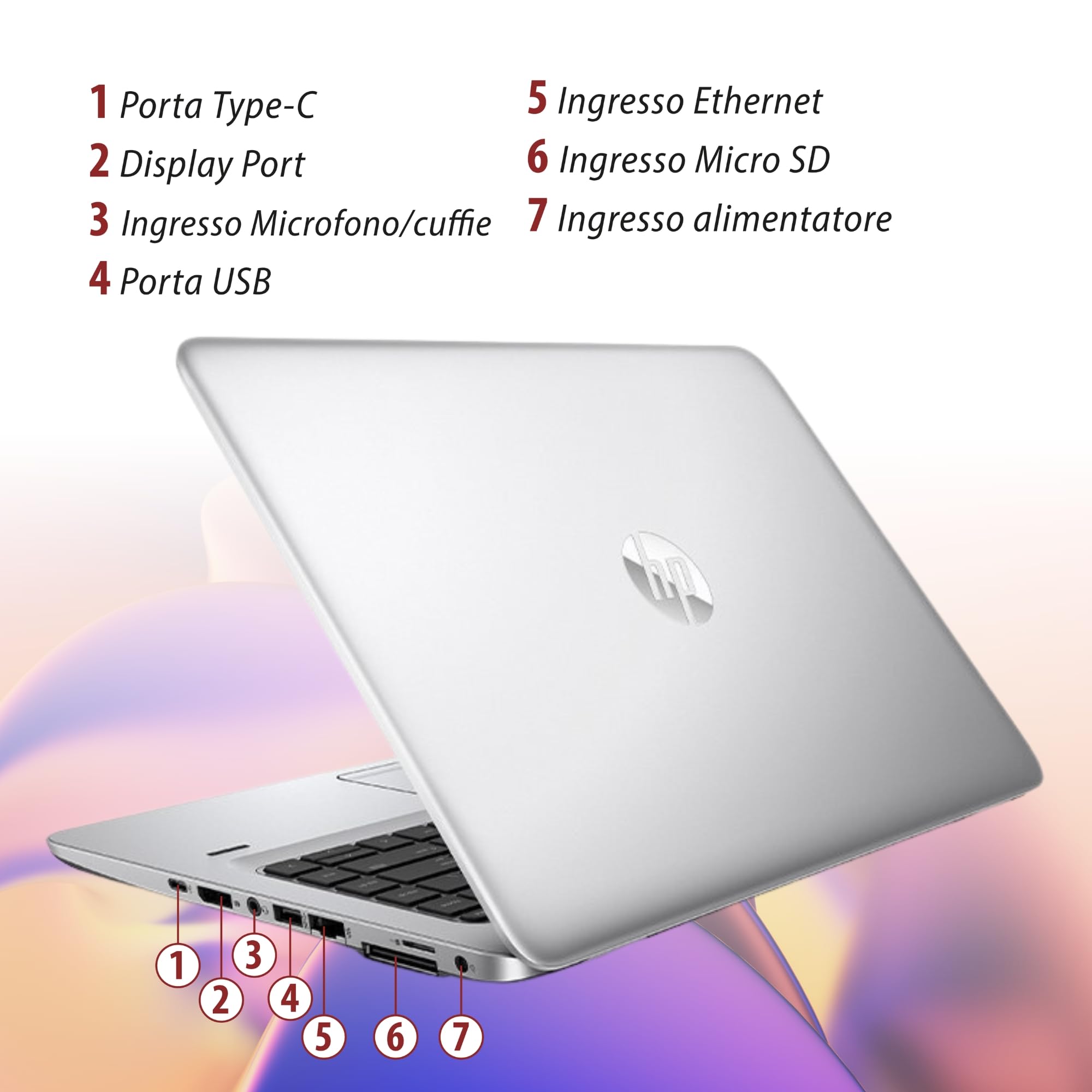 HP Elitebook, Pc Portatile Notebook, intel i7-6600u 2 Core 2.6 Ghz, Ram 16Gb SSD 512GB, display 14" HD, Pronto all'uso con Pacchetto Libre Office e Chiavetta USB FIngerPrint (Ricondizionato)