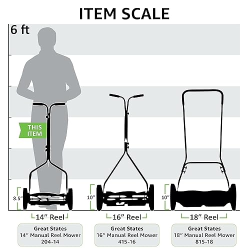Miniatura 3 de Great States Cortacésped de carrete de empuje de 14 pulgadas + kit de afilado de cortacésped americano
