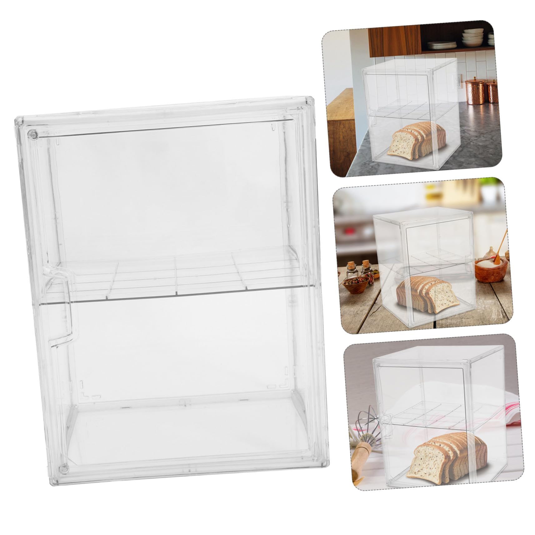 Cabilock De Cocina De Doble Capa Contenedor De Pan Transparente Caja Para Alimentos Ligera y Duradera