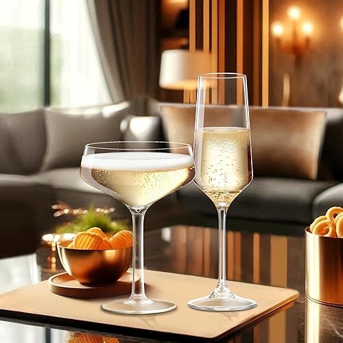 Miniatura 2 de Amazing Abby - Stella - Copas de champán Tritan irrompibles de 8 onzas (juego de 4), copas de vino de plástico, reutilizables, sin BPA, aptas para