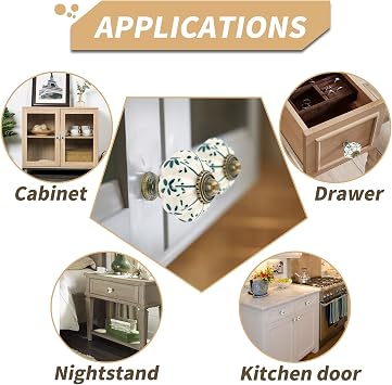 12 Pack Ivory Ceramic Knobs - Pumpkin Cabinet Knobs Retro Dresser Knobs - Antique Drawer Pulls with Screws for Closet Drawers Cupboards Cabinets and DIY Home Projects