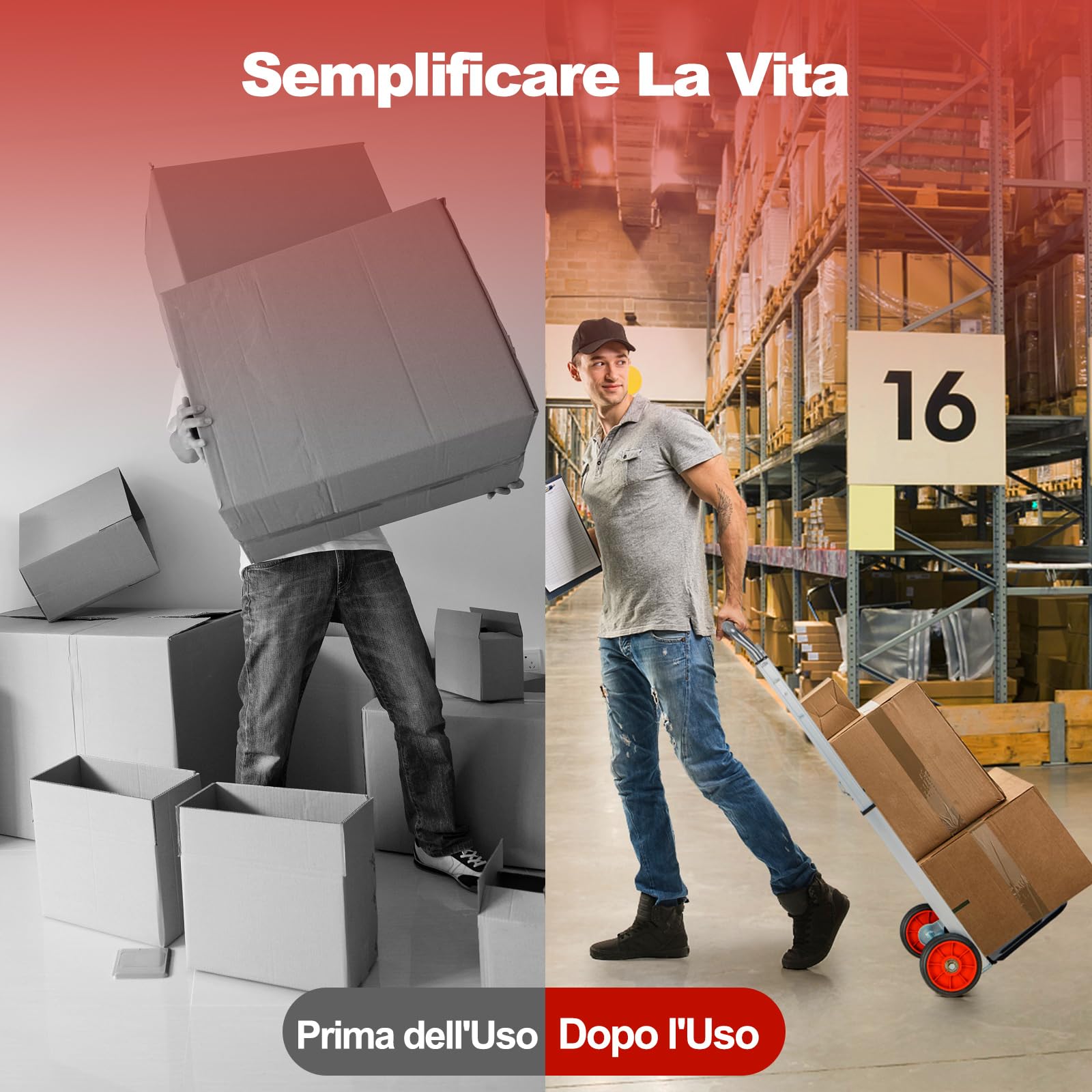 COSTWAY Carrello a Mano in Alluminio Pieghevole e Portatile, Carrello Portapacchi con Manico Telescopico Pieghevole e 2 Ruote in Gomma, Capacità di Carico 100 kg, per Casa, Giardino e Magazzino