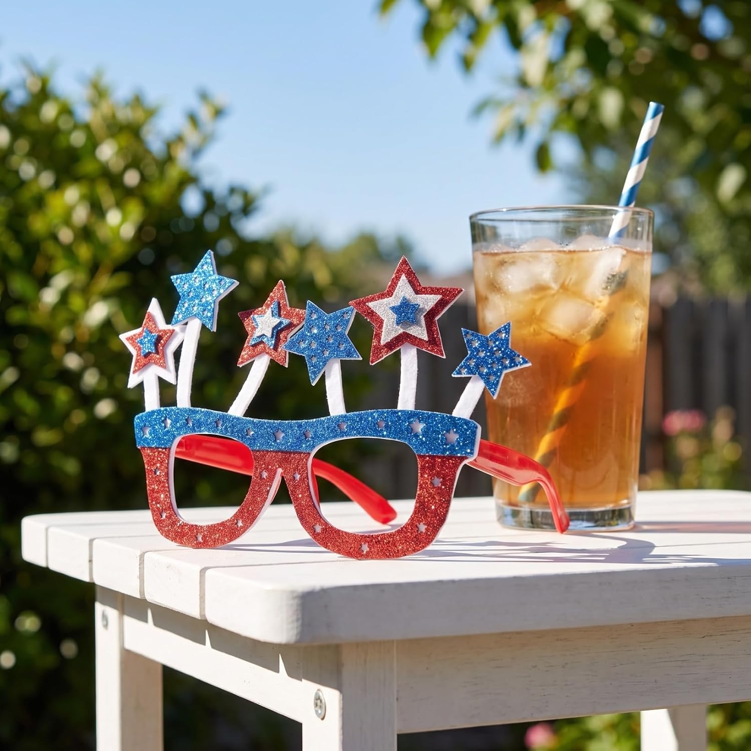 SHINEOFI 4Pcs Independence Day Star Glasses Patriotic Photo Booth Props image 4