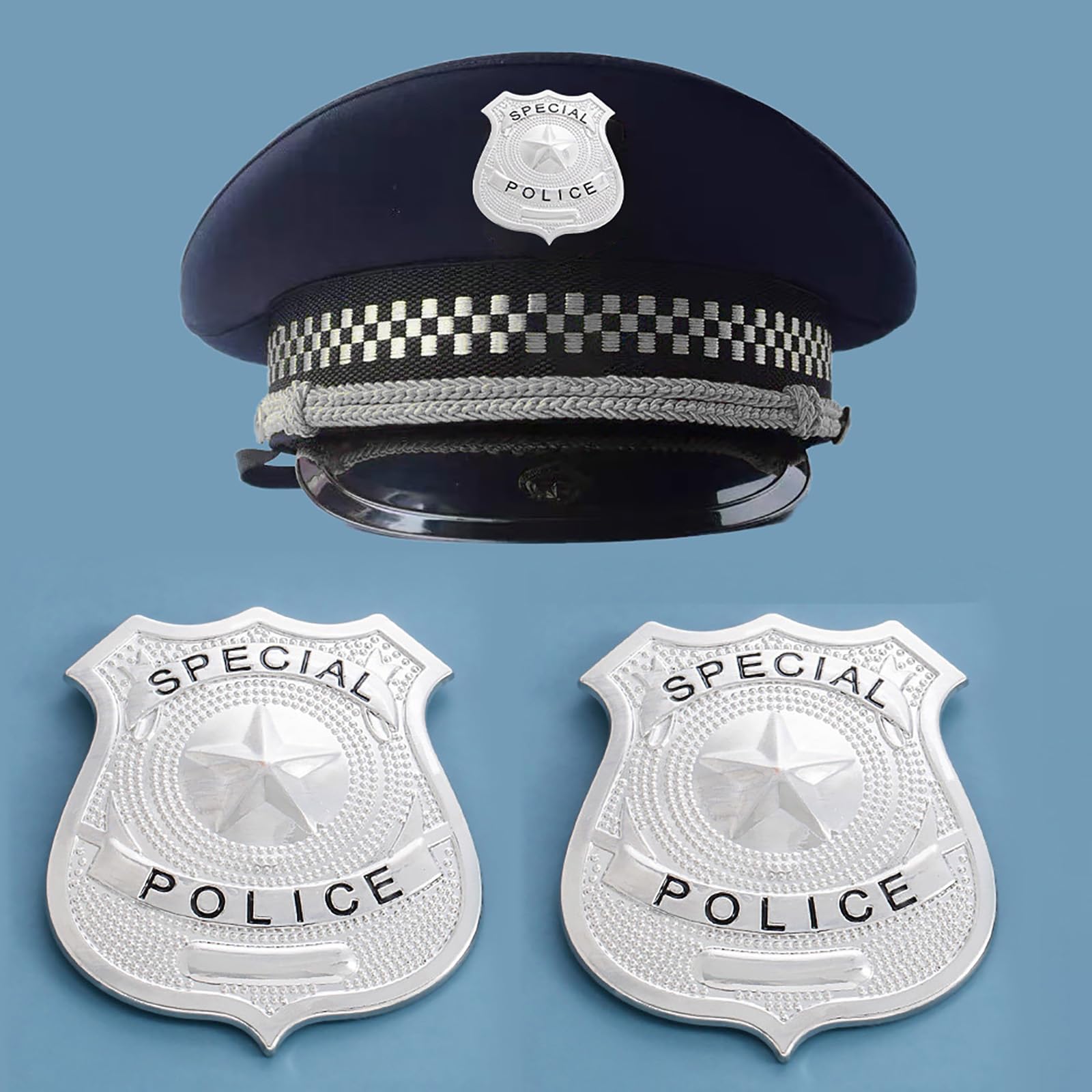 Silver Fake Police Swat Badge for Adult Kids 2 szt, normalny, Żelazo