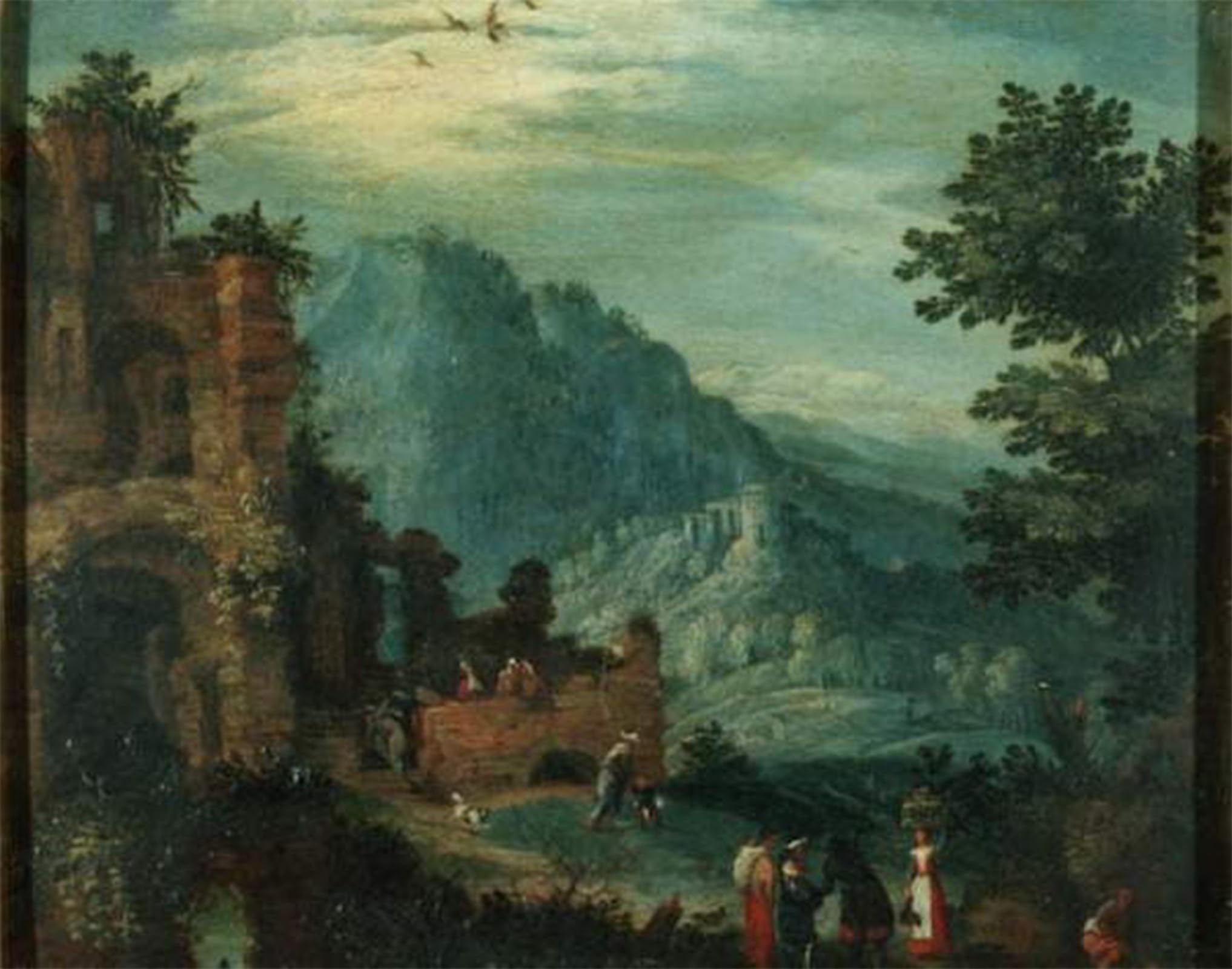 ARTXLXXBN Famous Art Print Poster Vintage Wall Art Landscape with Classical Ruins by Jan the Elder Brueghel Canvas Art Poster for Home Decor 60x90cm