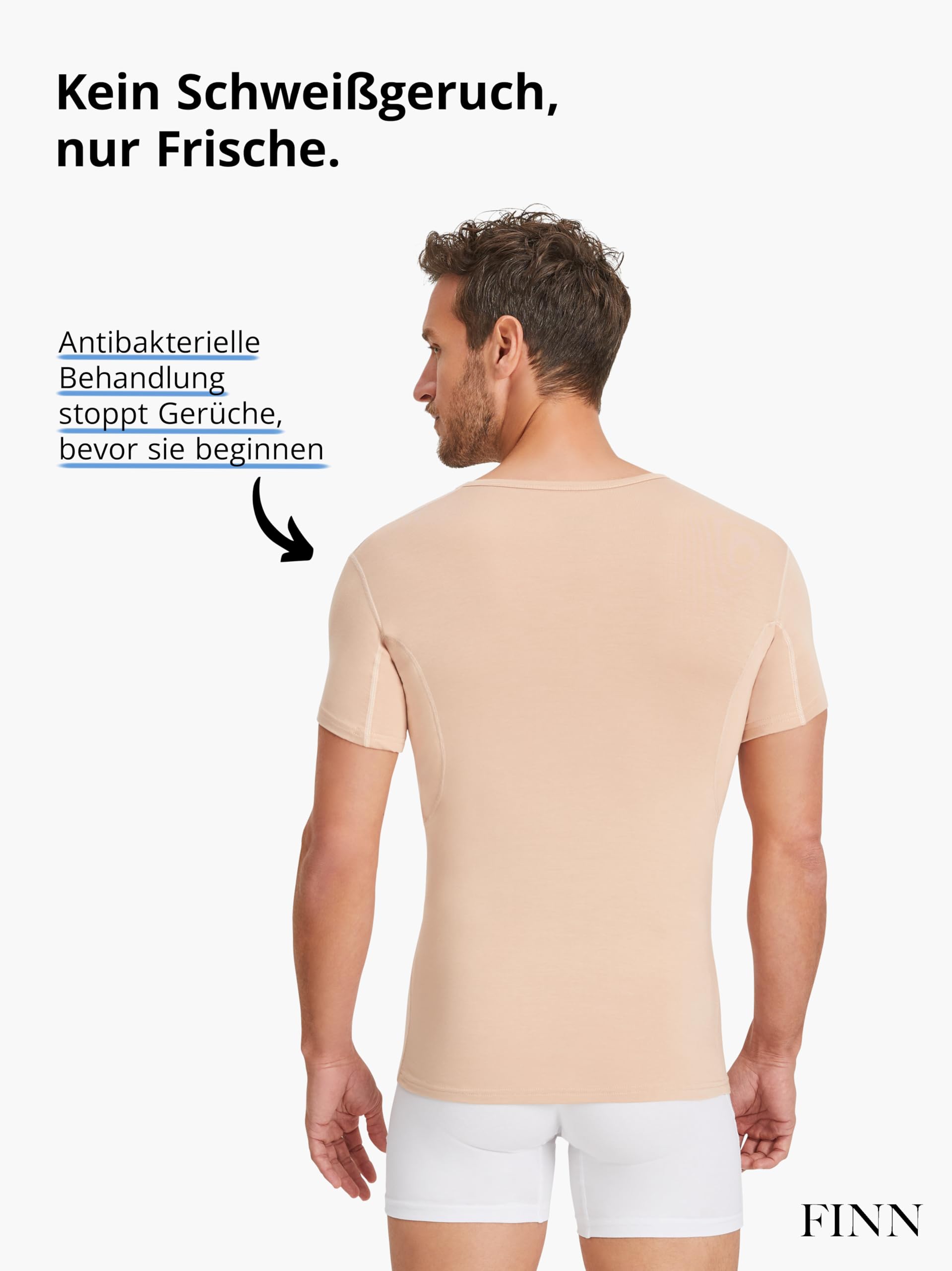FINN T-Shirt imperméable Anti-Transpiration pour Homme avec Coussinets sous Les aisselles – Minimise Les Taches de Transpiration sur Tout Le Haut du Corps, même en Cas de Forte Transpiration