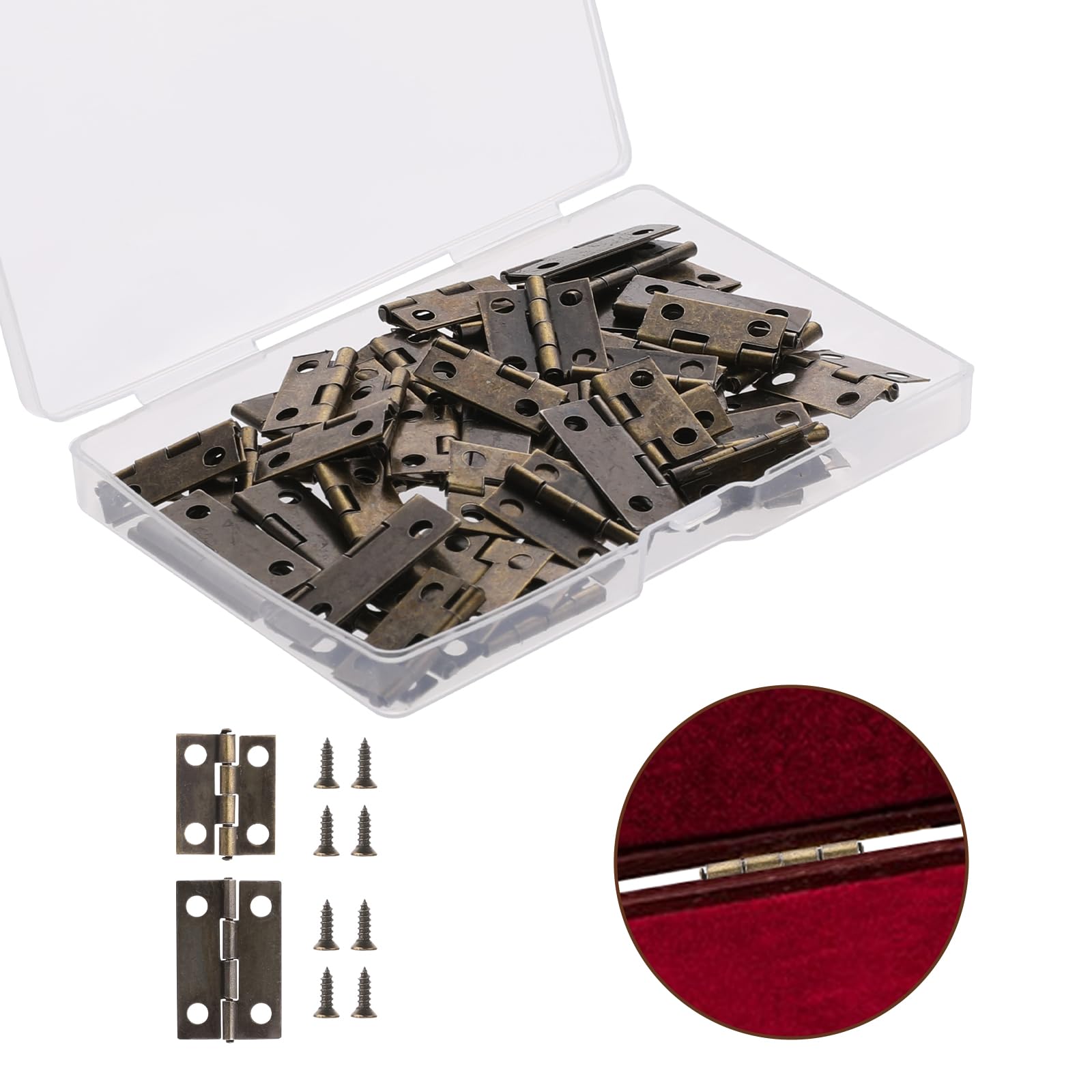 60 Stück Mini Scharniere Retro Bronze - Für Holzkisten & Schmuckschatullen