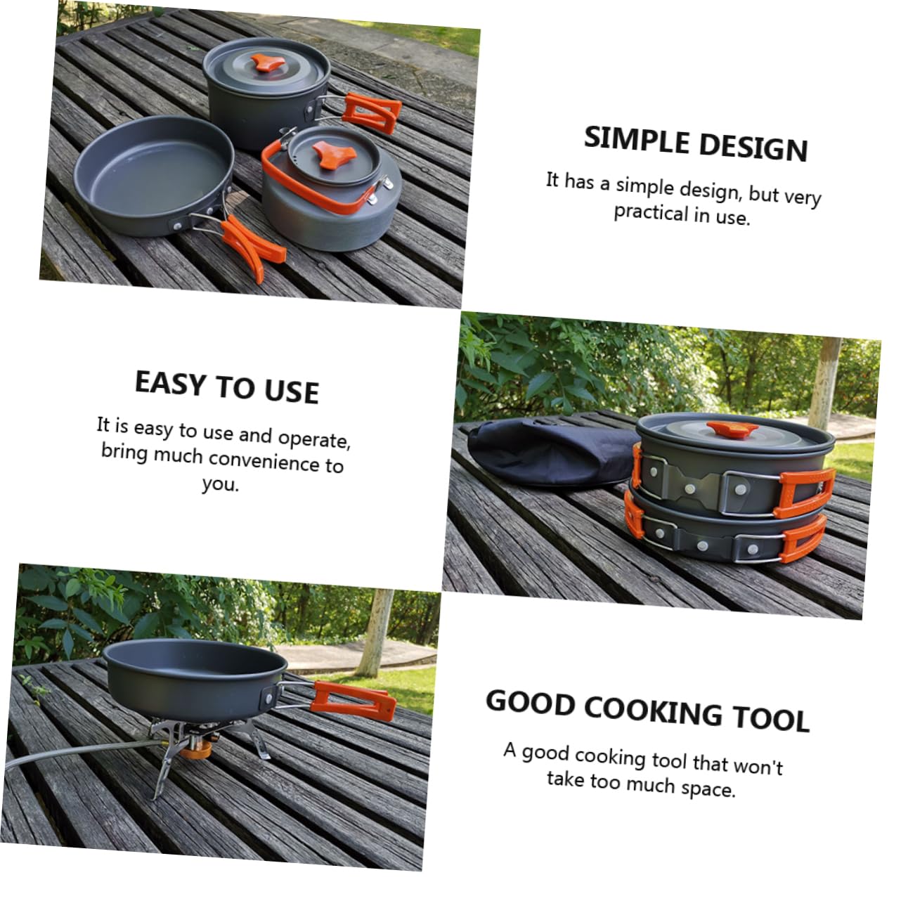 HEMOTON Camping avec Casseroles Ustensiles De Cuisine Portables Couverts Et Bouilloire