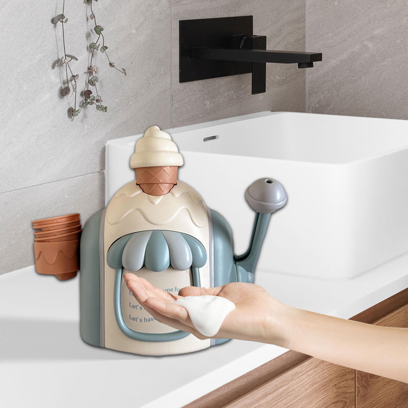 Eiscreme-Seifenblasenmaschine Für Kinder - Badespielzeug Mit Wandhalterung | Für Kinder 2-5 Jahre | 22x20cm