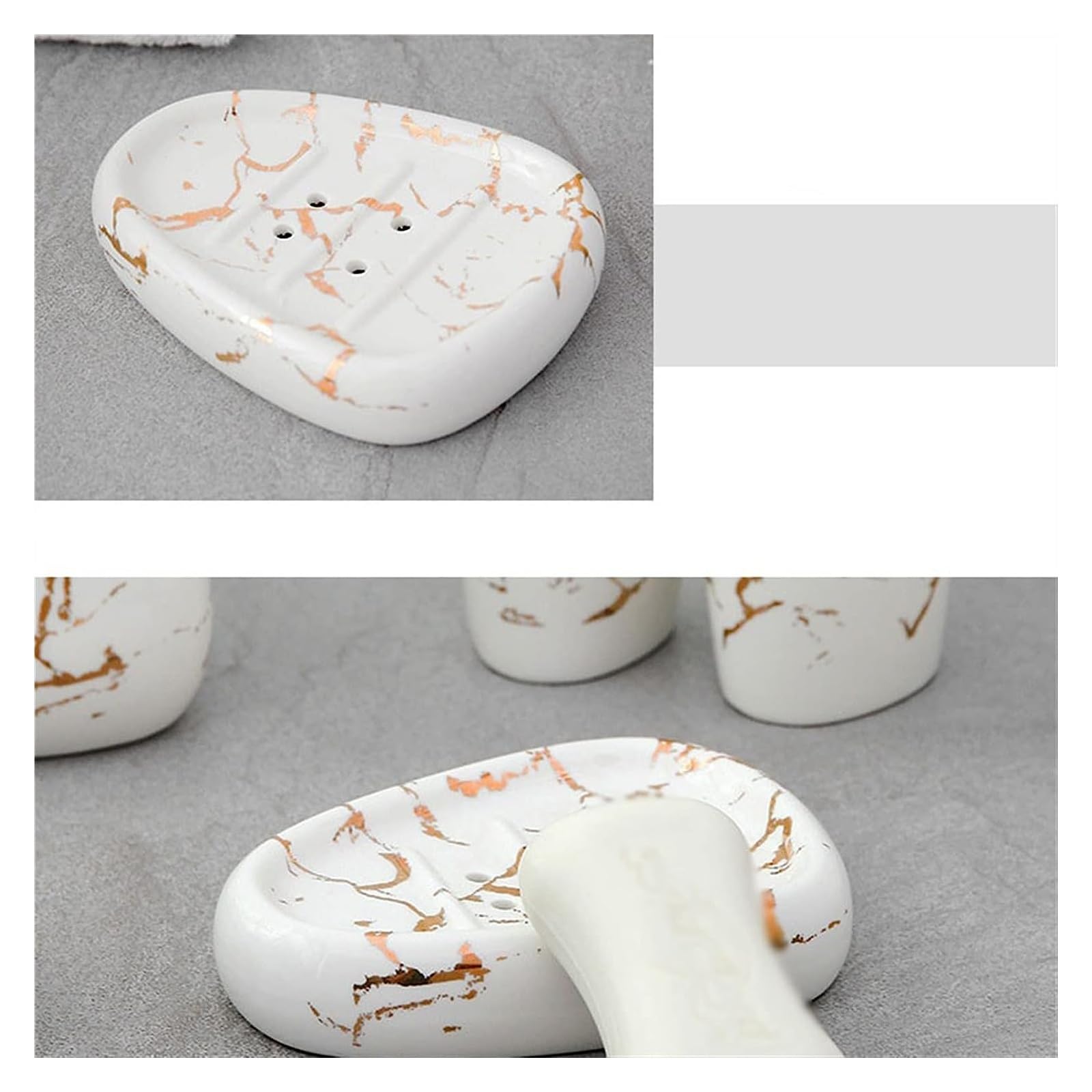 Dispensador de jabón de cerámica, botella de loción recargable, dispensador de jabón, juego de dispensador de jabón, baño de cerámica, juego de seis piezas, decoración ligera, juego de lavado, bomba d