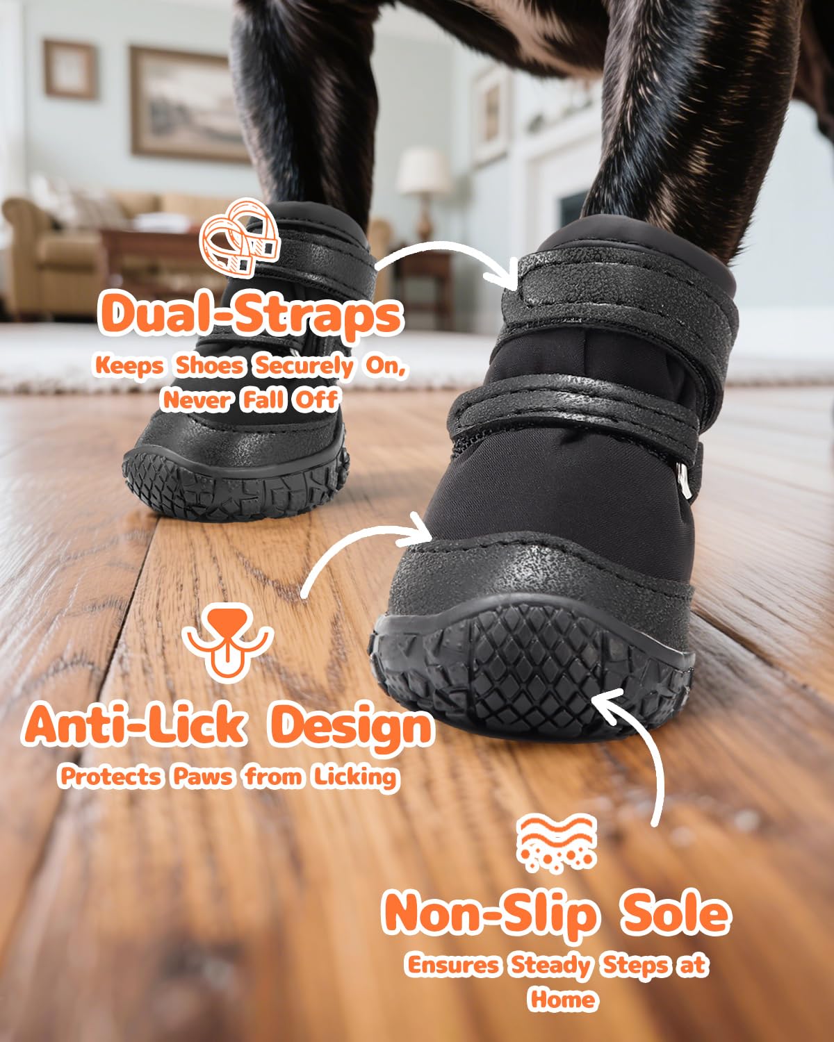 Petanims Chaussures pour chiens de petite taille, sangles à double liaison et protections de pattes pour trottoir chaud d'été, bottes d'hiver pour chiens de neige avec semelles en caoutchouc