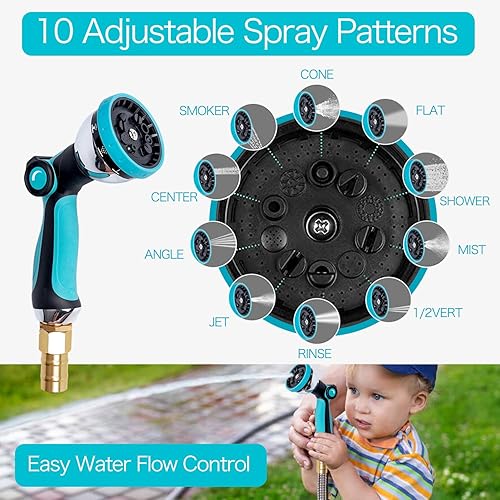 Miniatura 3 de Das perfekte werkzeug Manguera de jardín de metal expandible de 100 pies, manguera de jardín ligera de acero inoxidable 304 con boquilla de 10