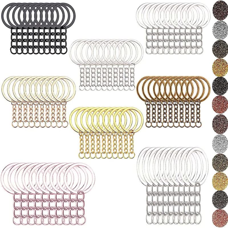 DIY Crafts 5 Chain+Key Chain, Silver, 5 Pcs, Jewellery Making Item Accessory for Swivel Clasps Metal Lanyard Snap D Hook, Lobster Claw Clasps Keychain Rings Open(5 Chain+Key Chain, Silver)