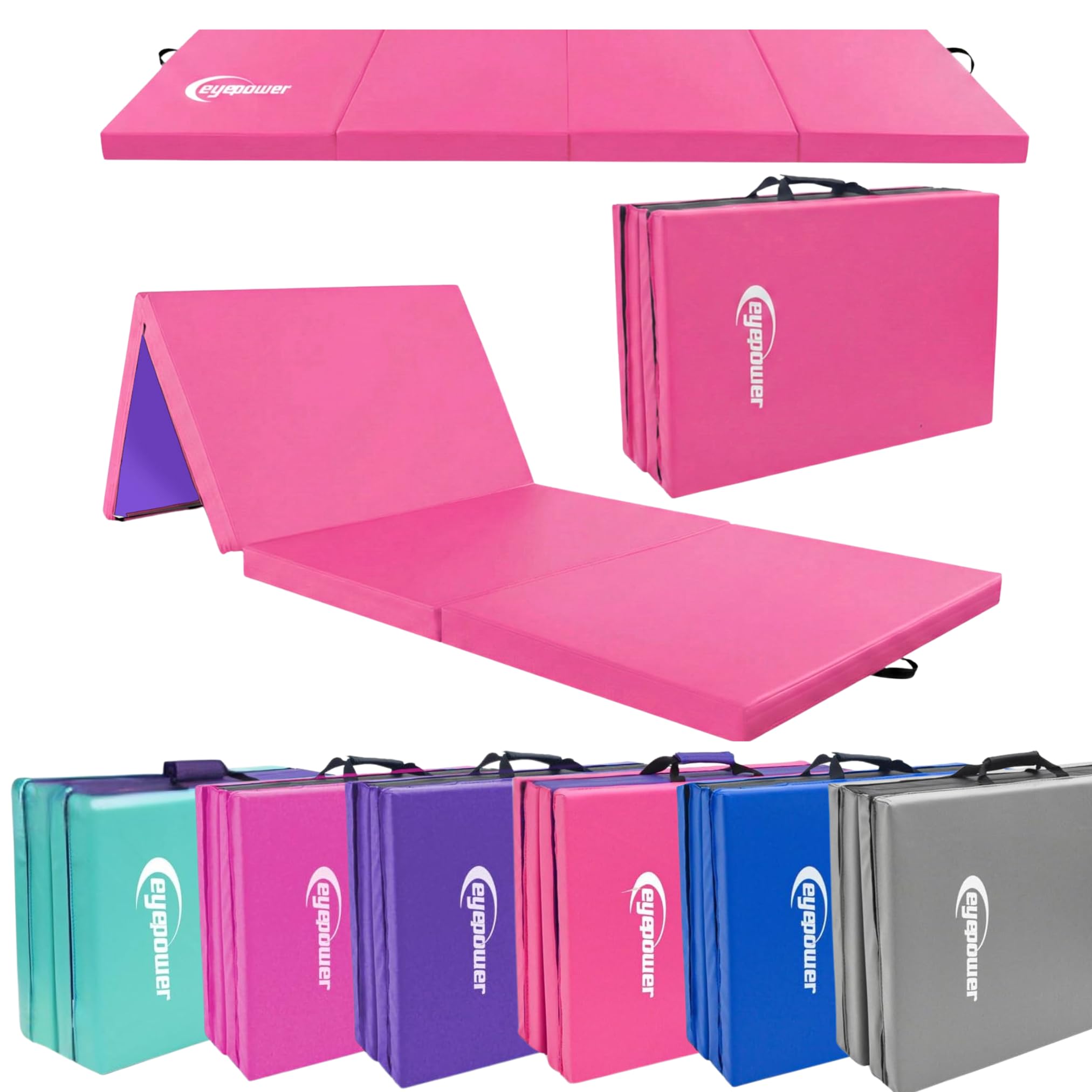 eyepower 180x60 Klappbare Turnmatte für Zuhause - Gymnastikmatte Dicke 5cm - Weichbodenmatte Klappbar - Turnmatte Kinder Outdoor Sport Matratze Sportmatte Faltbar Fitness Matte Pilates Yogamatte