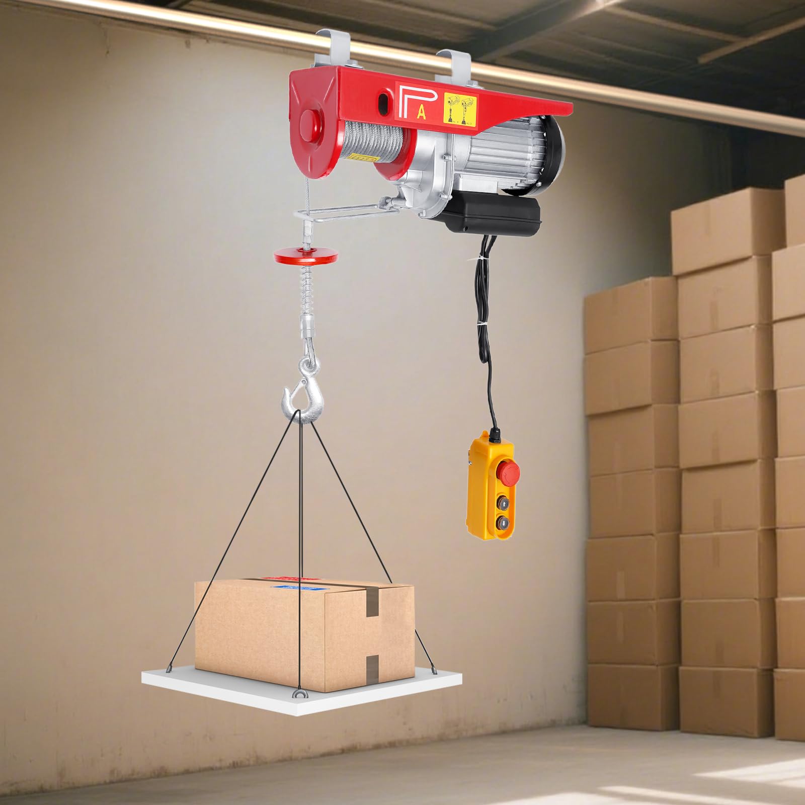 Elektrische Seilwinde 400kg bis 800kg Hubhöhe 10m Seilzug Motorwinde Elektrische Flaschenzug Kran Hub Seilzug Motorwinde Seilhebezug mit Kabelgebundener Fernbedienung Seilhebezug Kettenzug