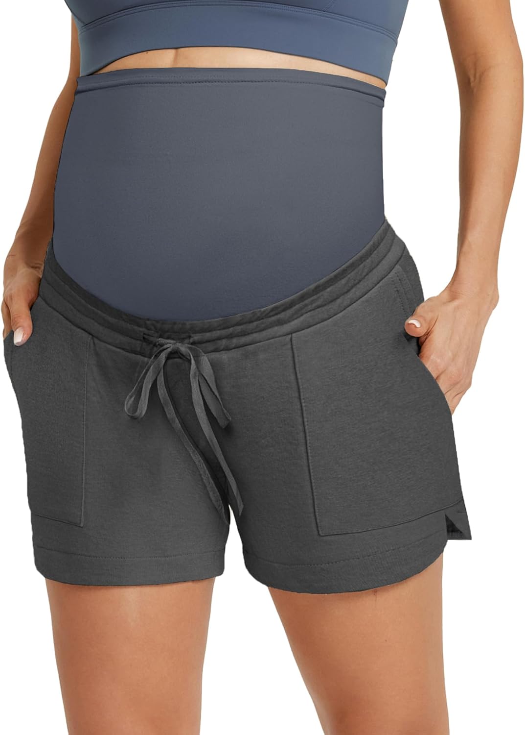 Maacie Maternity Shorts 2026 Maternity Athletic Shorts High Waist Shorts Lounge Casual Sweat Shorts with Pockets