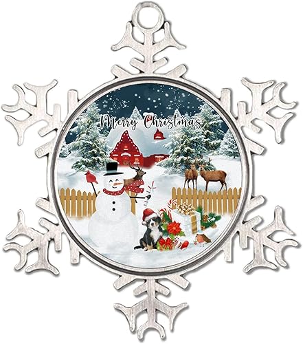 Divertido adorno de muñeco de nieve de metal para perro muñeco de nieve cachorro reno elfo árbol de Navidad adornos colgantes para decoración del