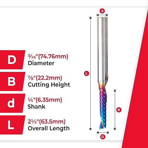 Miniatura 74 de Amana Tool Spektra 51446-K, 51446-K, 1/8 D x 3/4 CH x 1/4 SHK x 2-1/2 pulgadas de largo, acabado de espejo