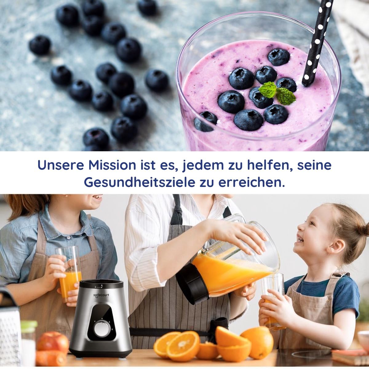 Comparison of 1.5L glass jar with 6-blade and 600ml To-Go cup with 4-blade