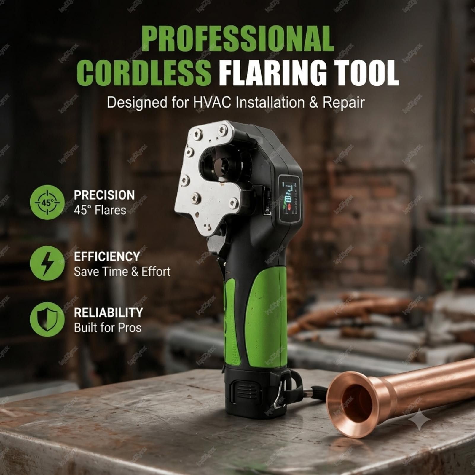 Herramienta para abocardar Tubos de Cobre, Kit expansor de tuberías eléctrico inalámbrico con abocardado de precisión de 45 Grados y batería de Litio Recargable