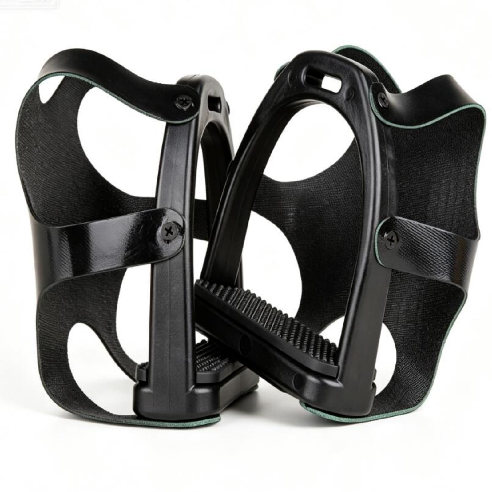 Amagogo Estribo de Jaula Ecuestre con Puntos de Agarre y Protector Curvo Cuerpo Moldeado Resistente de Resina Uniones Atornilladas Cómodo para Botas Adecuado, L