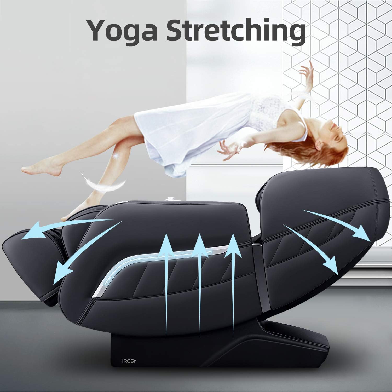 iRest 2021 Massage Chair, Full Body Zero Gravity Recliner with AI Voice Control, Handrail Shortcut Key, SL Track, Bluetooth, Yoga Stretching, Foot Rollers, Airbags, Heating (Black) : Beauty & Personal Care