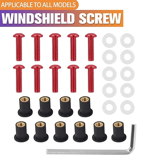 Miniatura 7 de Worldmotop M5 - Tornillos para parabrisas de motocicleta de 0.59 pulgadas, tornillos para parabrisas de motocicleta, cierres de carenado (morado)