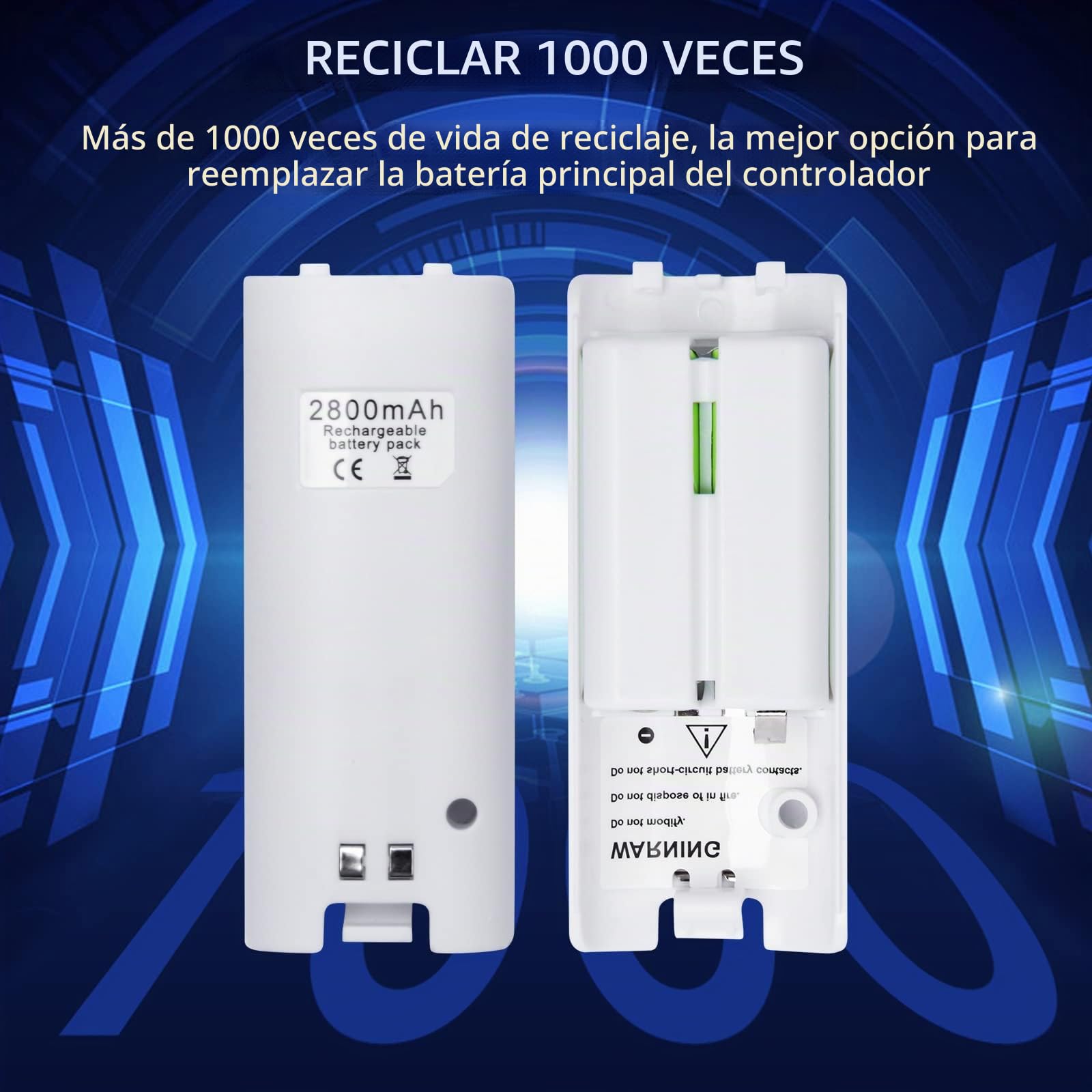 TechKen Paquete de 4 Estaciones de Carga de batería Recargable para Mando a Distancia Wii