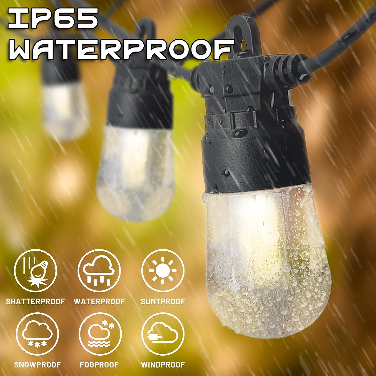 Eueasy Solar Outdoor String Lights 59FT 2 Color in 1 Waterproof Shatterproof 16 LED Bulbs, 11 Lighting Modes Timer Remote for Patio Camping Outside - Cool White & Warm White Color Changing