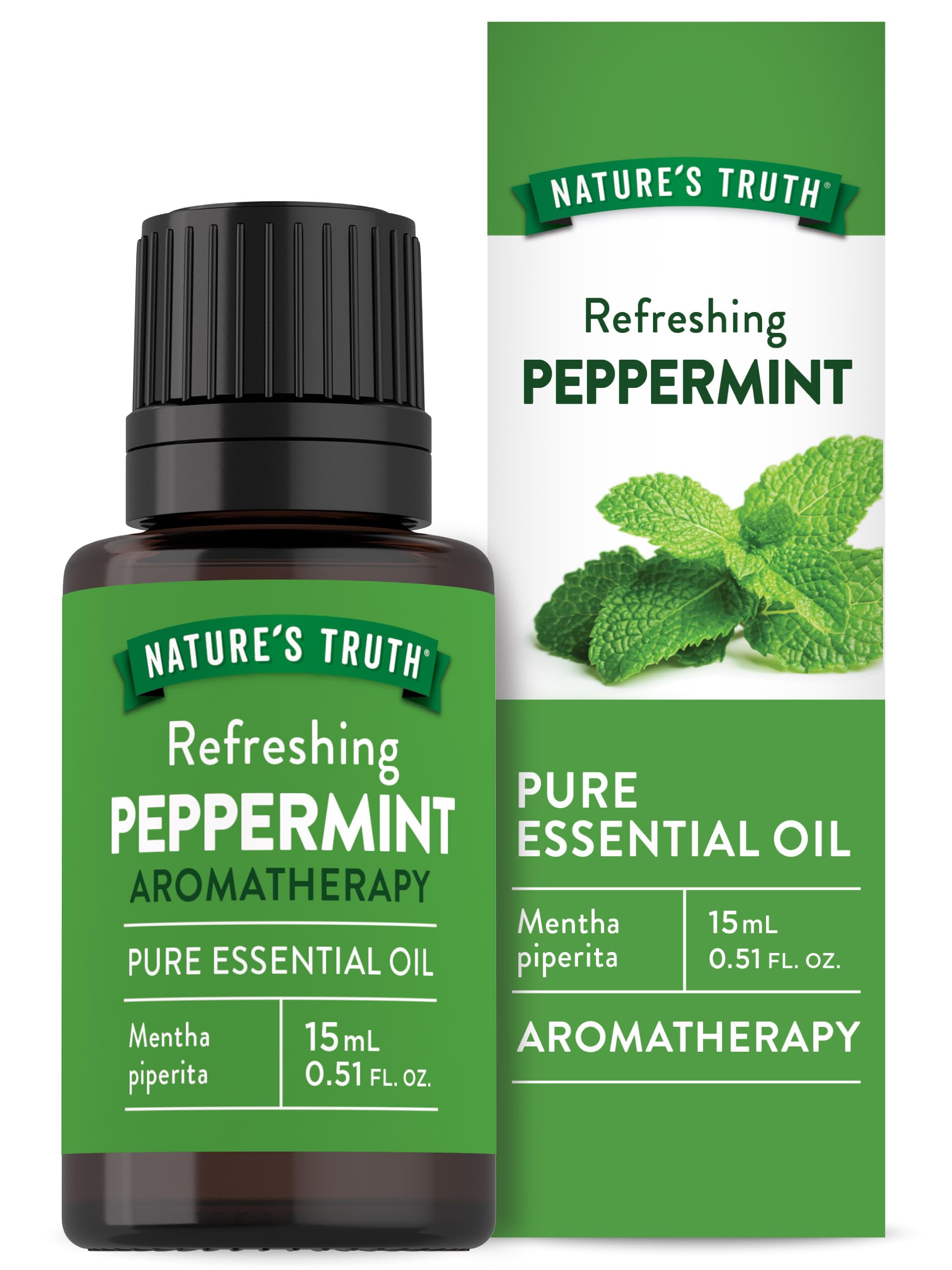 Nature's Truth Peppermint Essential Oil | 15 mL | for Diffusers and Aromatherapy | Plant Based, Non-GMO & Gluten Free