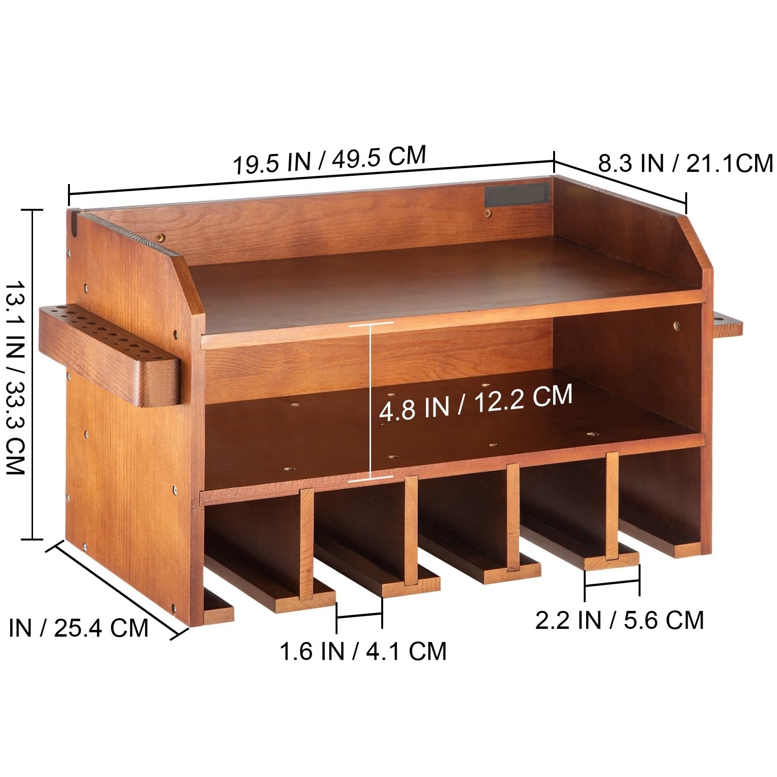 2/4-półka naścienna organizery narzędzi sprzętowych szafka 5/10 gniazd wiertarka udarowa stacja ładująca garaż uchwyt na elektronarzędzia(Brown 2-Shelf 5-Slot)