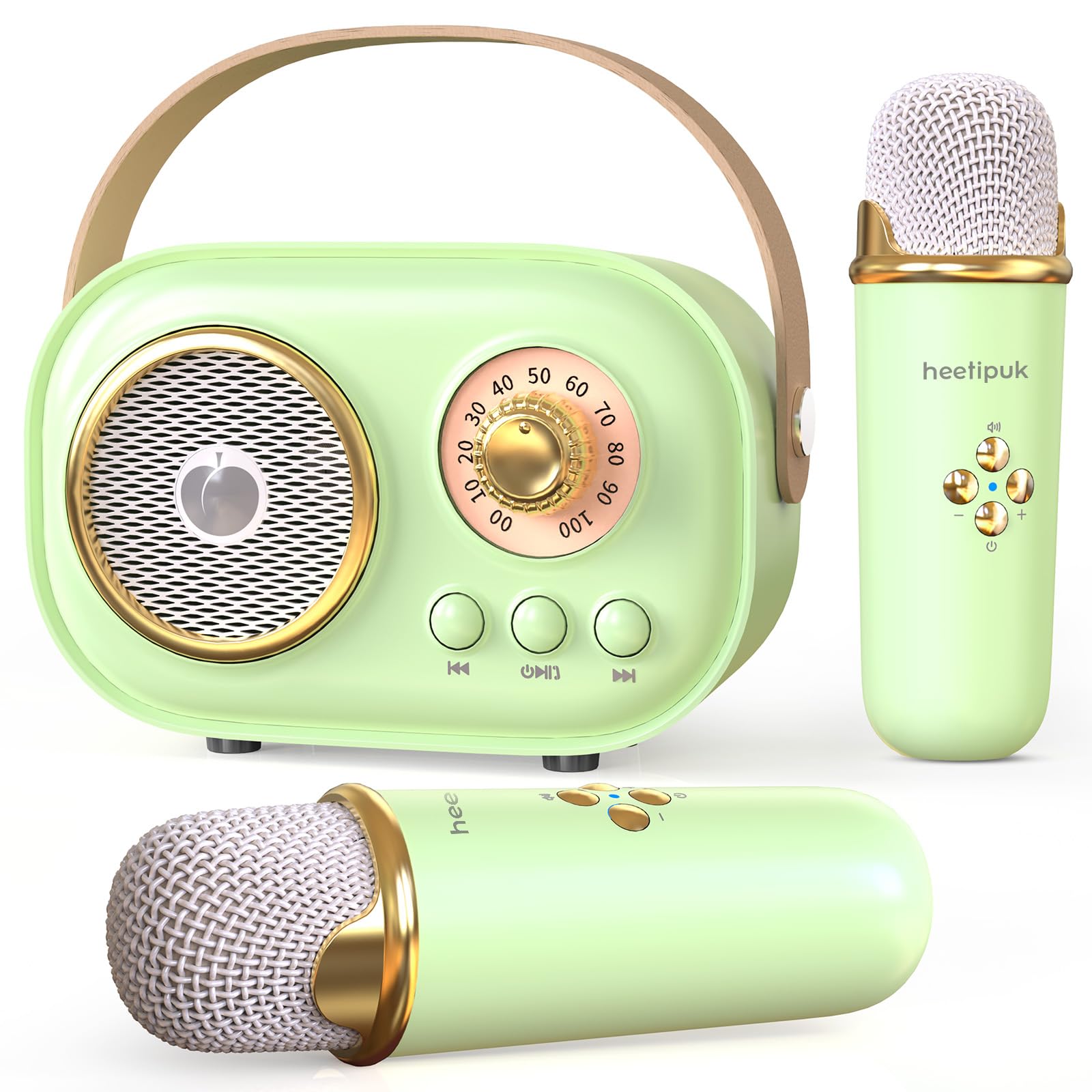 Mini máquina de karaoke para niños y adultos, altavoz portátil de karaoke Bluetooth con 2 micrófonos inalámbricos, juguetes regalos para niñas de 4, 5, 6, 7, 8, 9, 10, 11, 12 años en adelante (C20