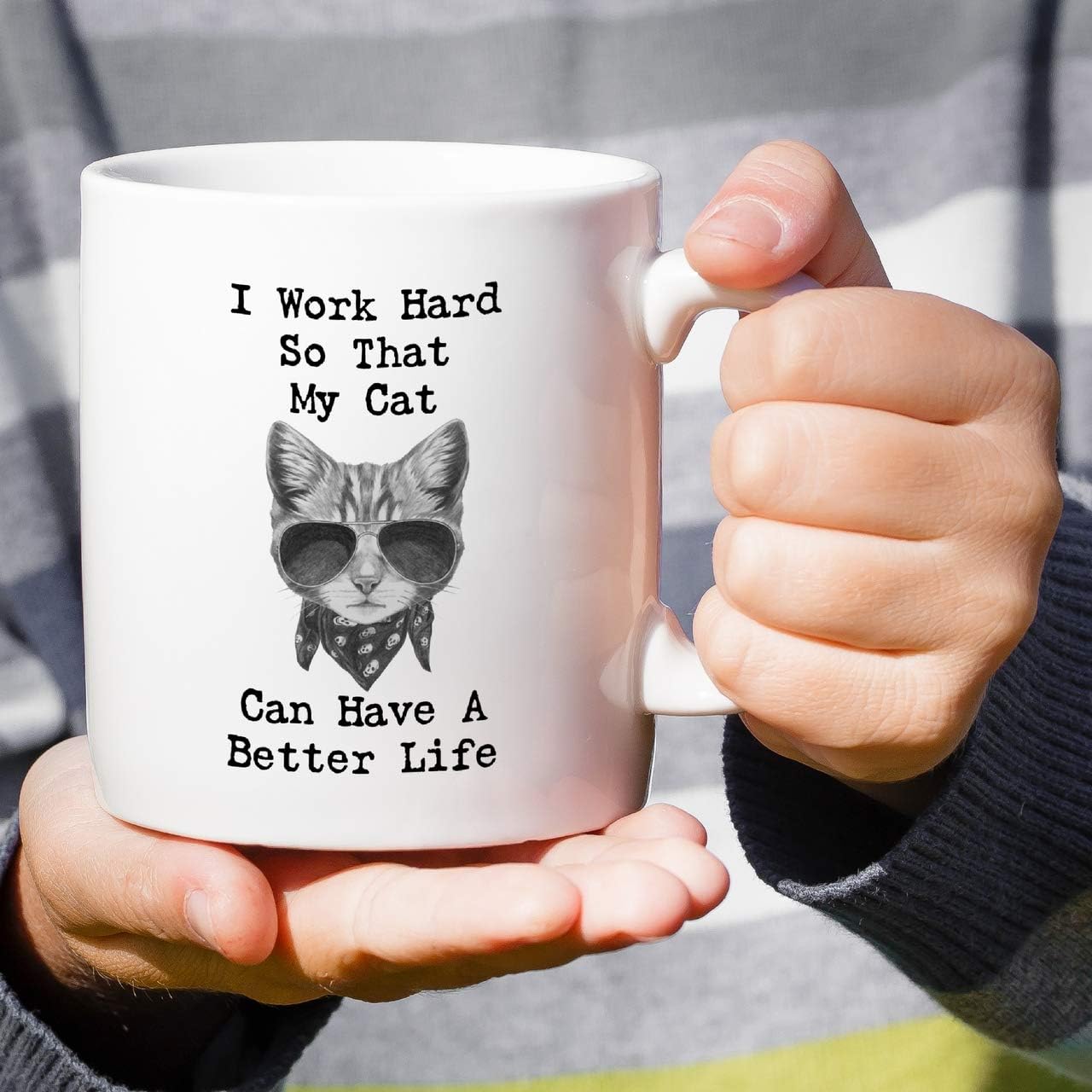 Retreez Funny Mug - I Work Hard My Cat Have Better Life Cat Lovers 11 Oz Ceramic Coffee Mugs - Funny, Sarcasm, Inspirational birthday gifts for her wife, girlfriend, friends, coworkers, mom mother - Image 4