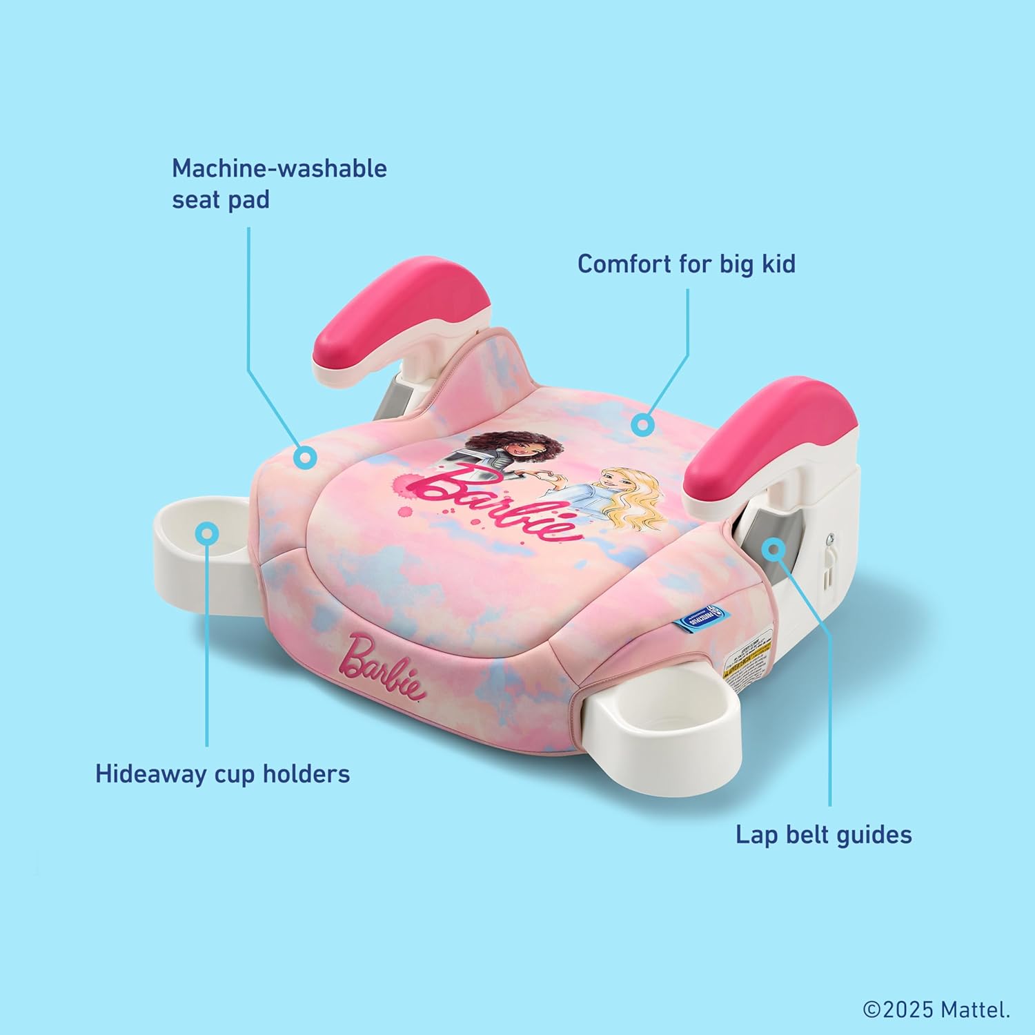 Graco TurboBooster 2.0 Backless Booster Car Seat, Barbie Painterly, Travel Booster Seat for Children Ages 4-10, Weight 40-100 Pounds and Height up to 57 Inches