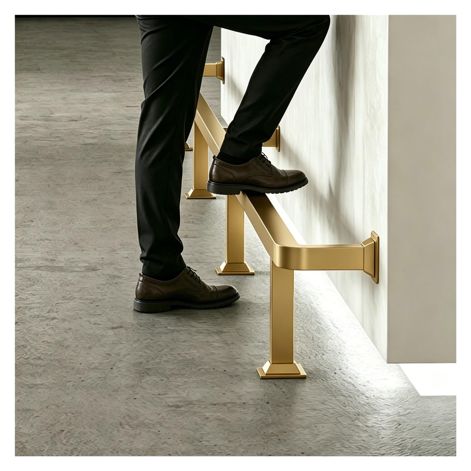 ZJKXJH Floor-Mounted Foot Support Kit, Stainless Steel Bar Foot Rail with Brackets, Footrest Rail for Kitchen Island/Standing Desk/Restaurant(Gold,100cm(3.3'))