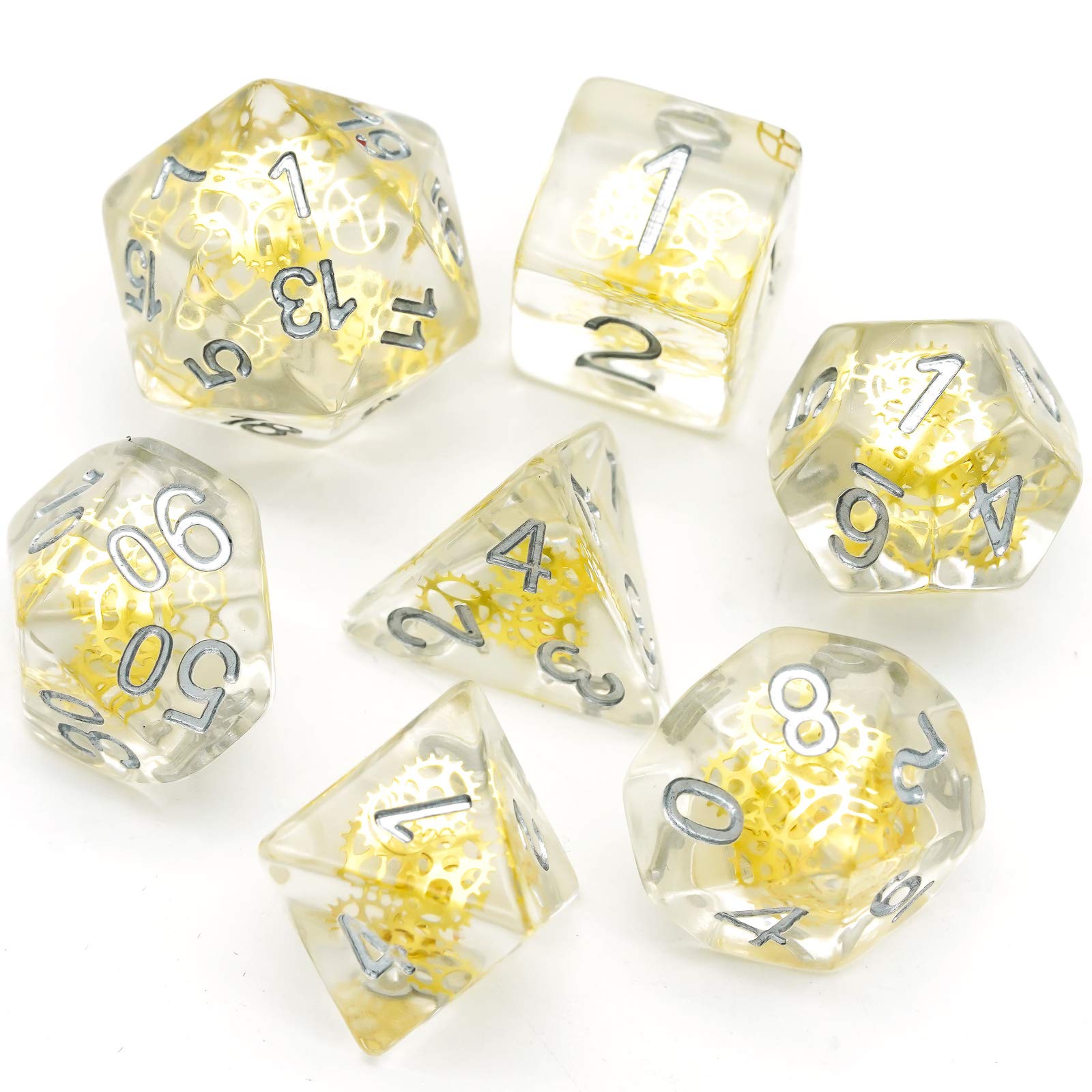 Buy cusdie 7Die DND Dice, Polyhedral Dice Set Filled with Gears, for