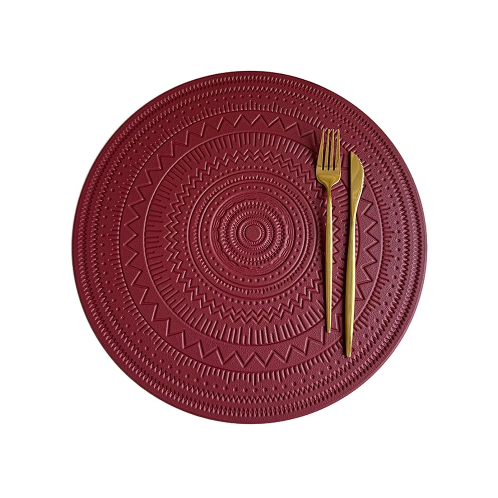 15 Inch Boho Placemats, Waterproof PVC Table Mat, Heat Resistant Wipeable Non-Slip Placemat for Kitchen Dining Decor