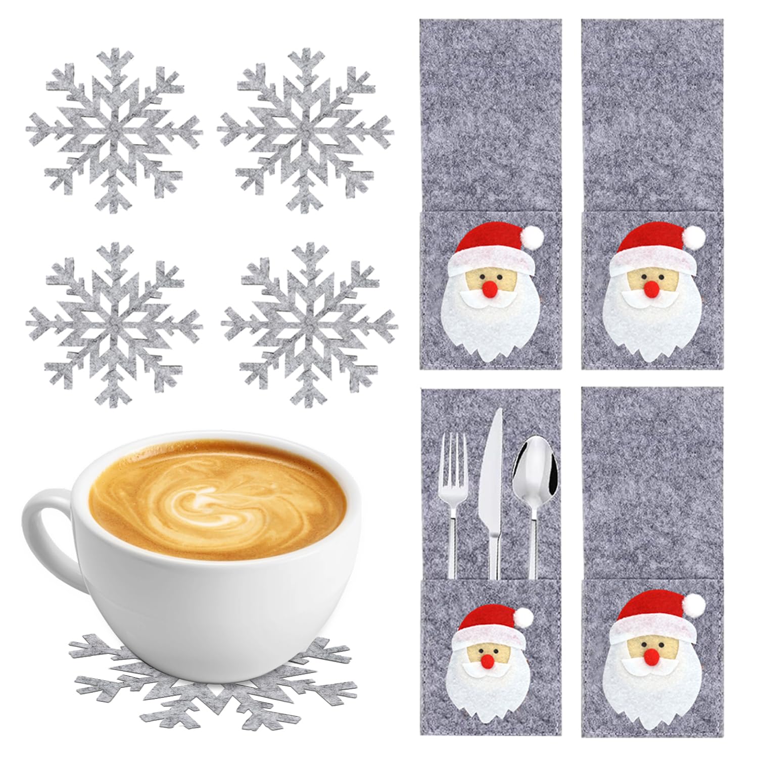 Agctrler 4 Stück Besteckhalter Weihnachten Filz Mi Produktbild-Vorschau 6