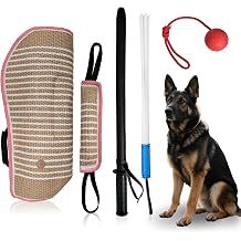 5 Pcs Dog Training Set Interactive Professional Equipment with 2 Training Sticks Dog Sleeve Pillow Tug Toy and Rubber Ball for K9 Puppy Fetch Biting Red