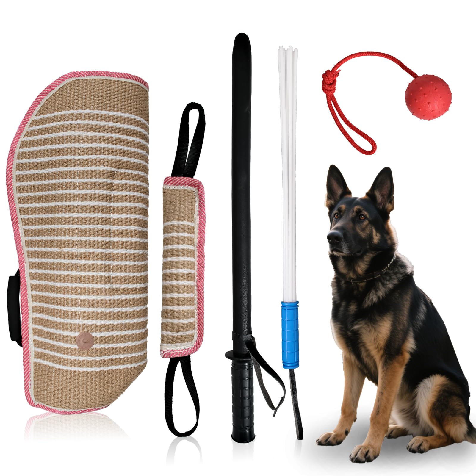 LECEHIVO 5 Pcs Dog Training Set Interactive Professional Equipment with 2 Training Sticks Dog Sleeve Pillow Tug Toy