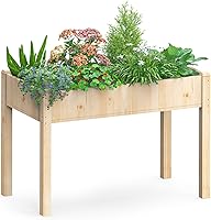 DUMOS 48x24x30in Raised Garden Bed with Legs - Elevated Fir Wood Planter Box, Liner Included, 300lbs Capacity for Patio Herbs Veggies