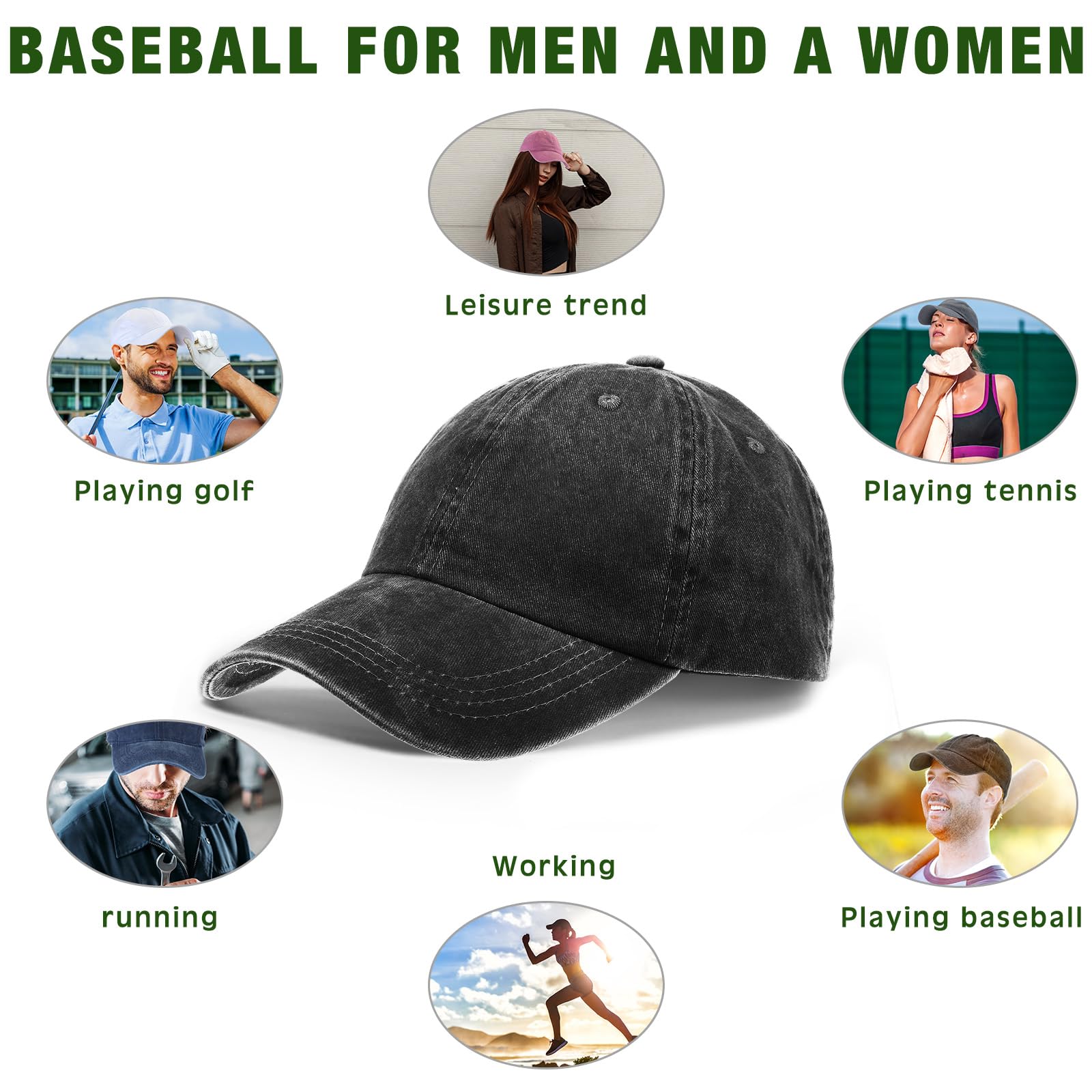 Yahenda Confezione da 30 cappelli da baseball vintage in denim lavato invecchiato cappelli da baseball regolabili unisex in cotone cappello da papà grandi cappelli da golf cappello da camionista
