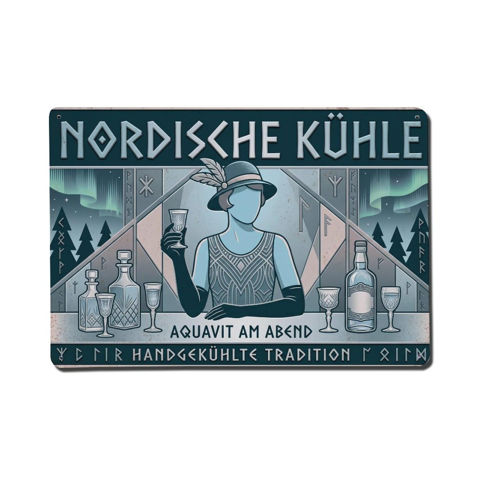 Nordic Chill Chilled Drink Classic Bartender Mixology Beverage Metal Tin Sign Plaque Wall Decor for Cafe, Man Cave, Club Bar, Office, Home Garden Round Metal Poster 8x12Inch