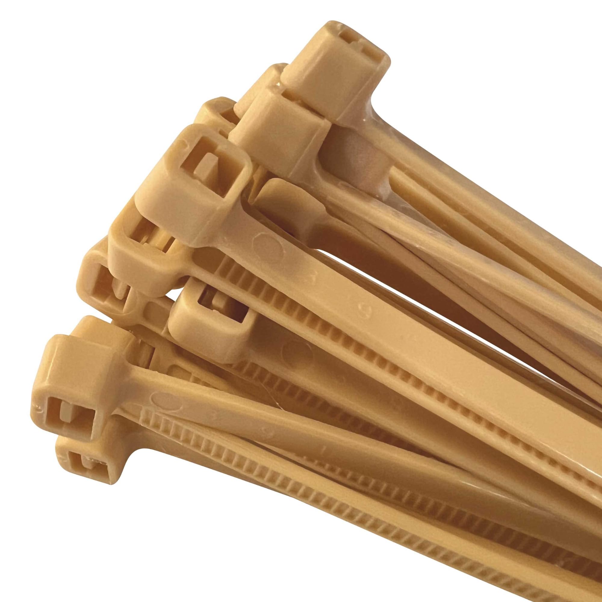 HPER Cable Ties Bamboo Beige I 200 mm x 4.8 mm I Pack of 100 I 15-30% More Tensile Force / Stability I Coloured I Certified Premium Quality
