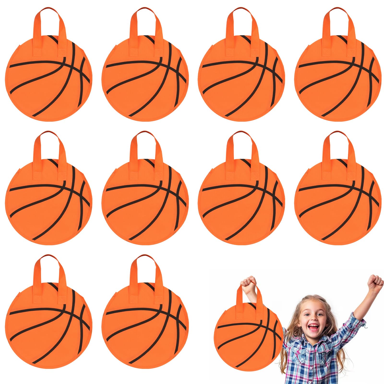KERINGO 16 PCS Basketball Party Favor Bags Ball Themed Goodie Candy Snacks Bag Basketball Gift Bags Non Woven Gift Bags for Kids Adults Sport Party Supplies