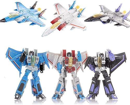 Miniatura 2 de 5in Deformation Robot Flying Squad Starscream Thundercracker Skywarp Playset Avión F15 Fighter Robot Modelo de Juguete Figura de Acción Versión KO