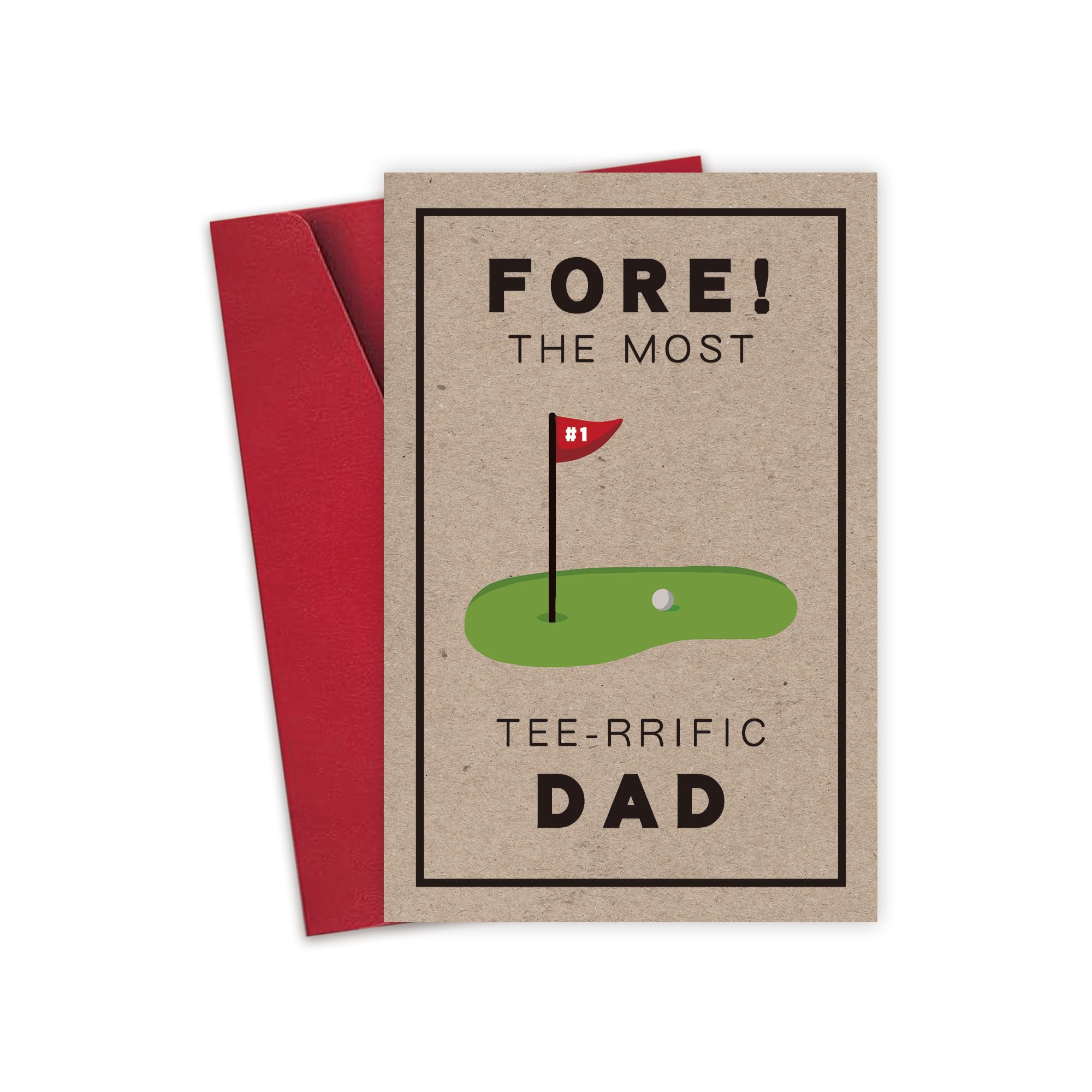 Detuca Father's Day Card for Golf Dads, Fore! The Most Tee-rrific Dads Golf Pun Cards for Dad, Birthday Card for Dad
