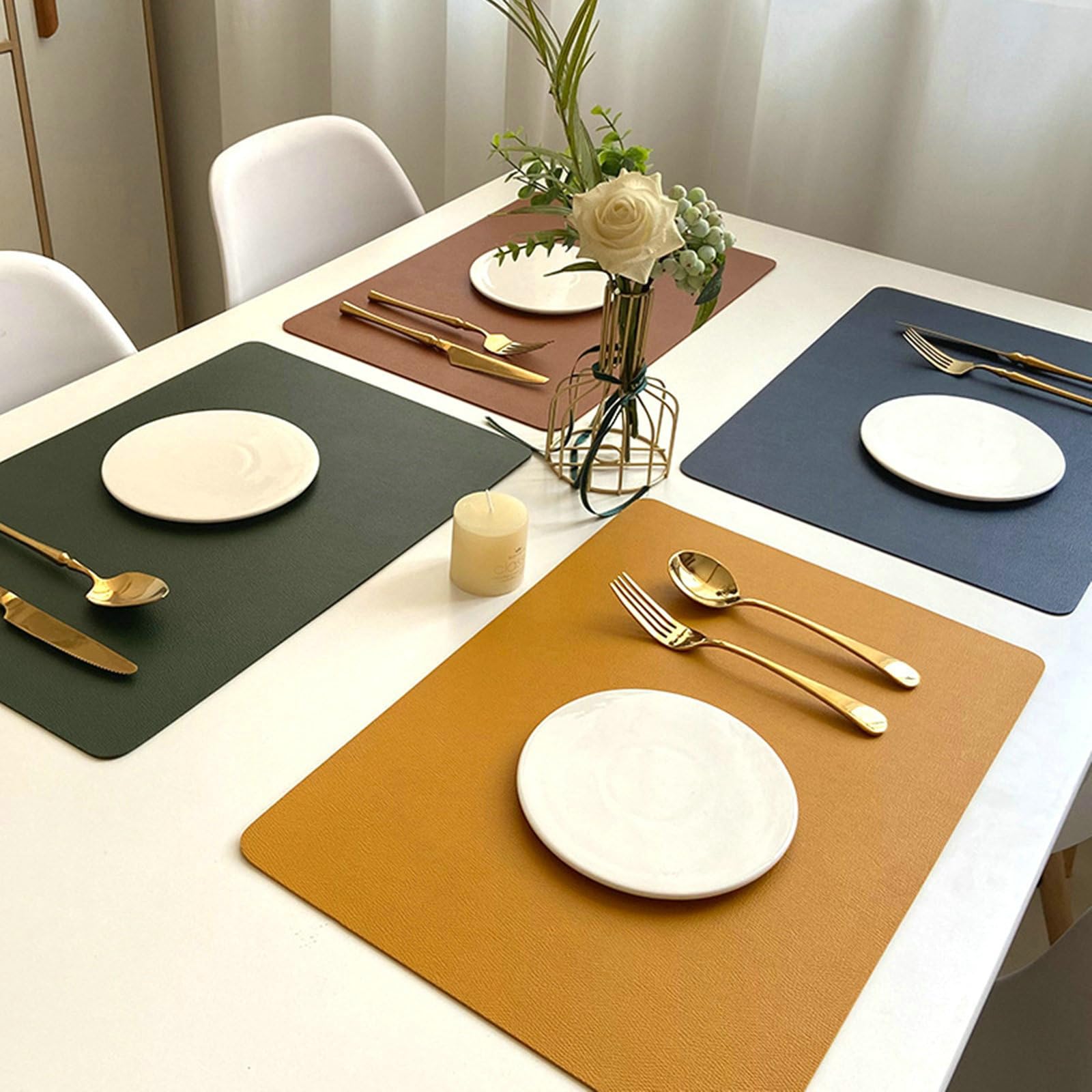 Tovagliette Tavolo Rettangolare Tovagliette Colazione 6 Pezzi Tovaglietta Americana Lavabili 43x30CM Giallo