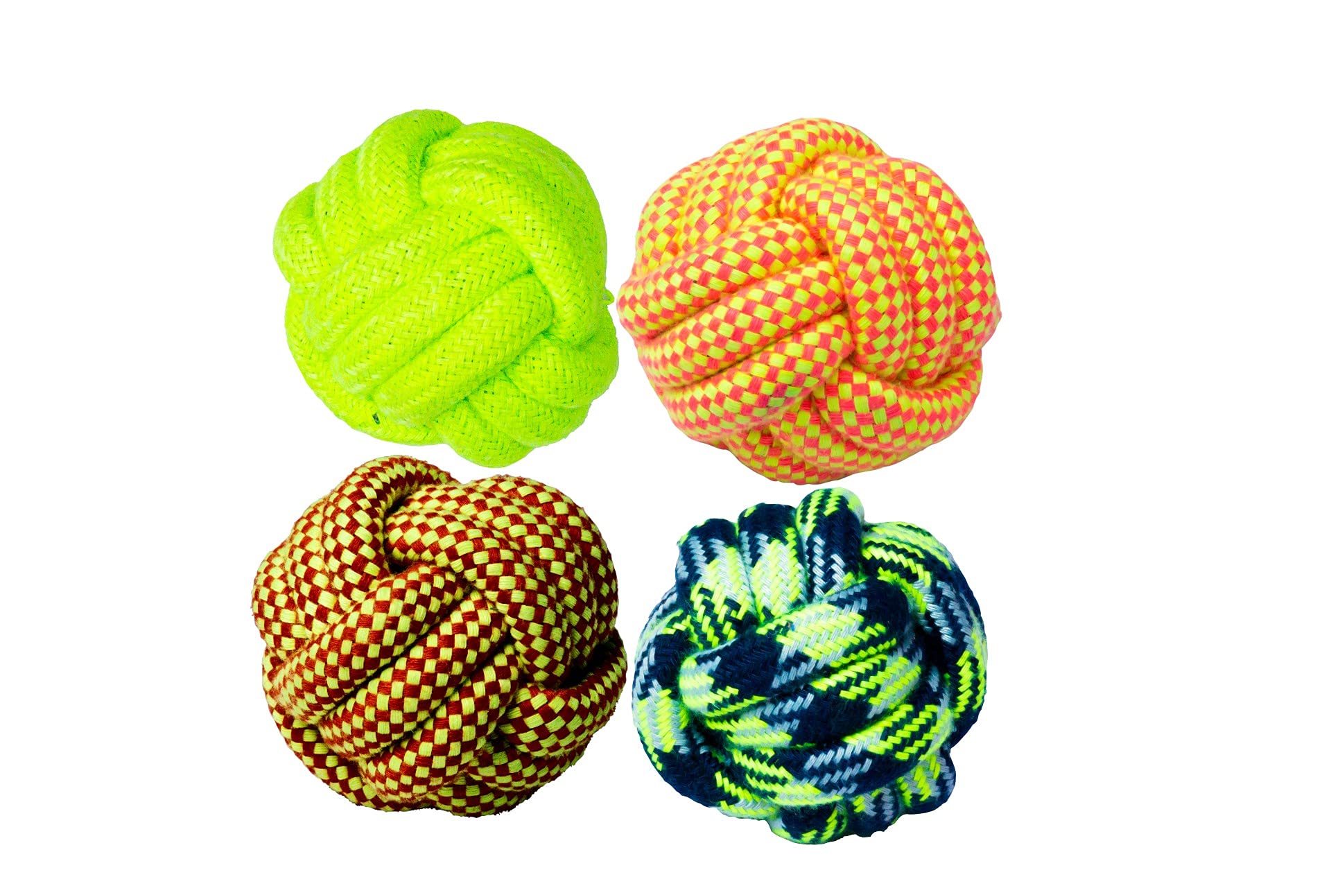 The Woof Company Knotted Durable Teething Big Rope Ball for Dogs (Combo of 4)
